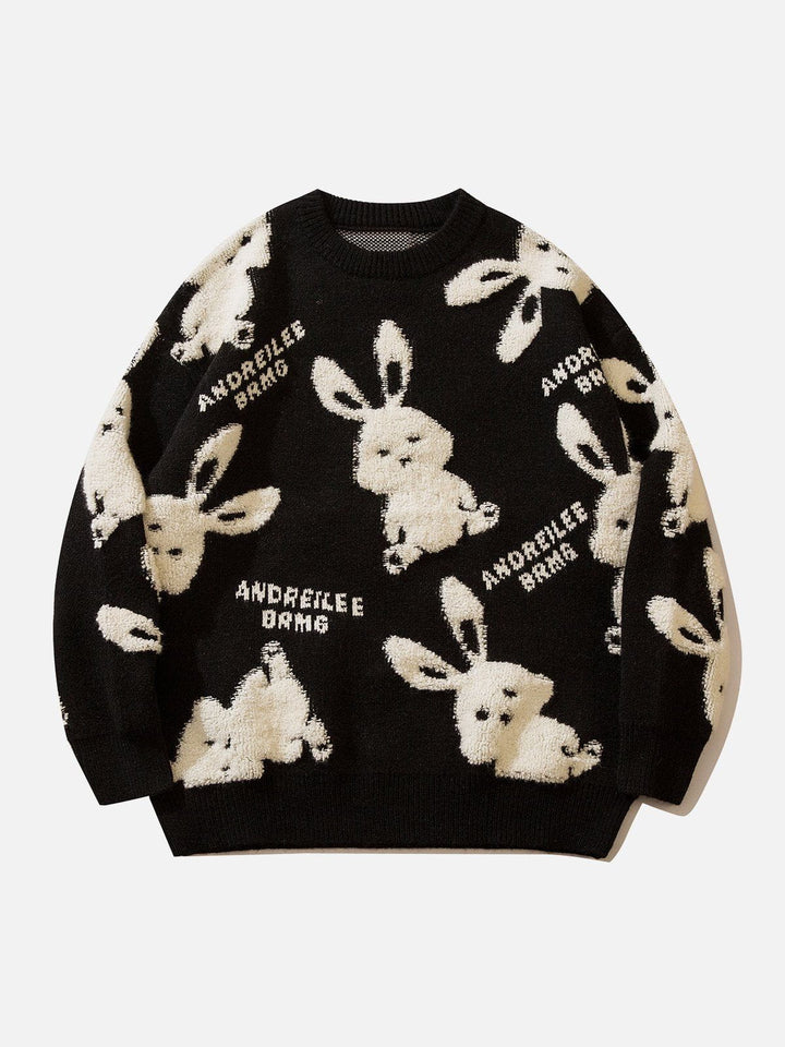 Flocked Rabbit Jacquard Sweater-rimiro.com