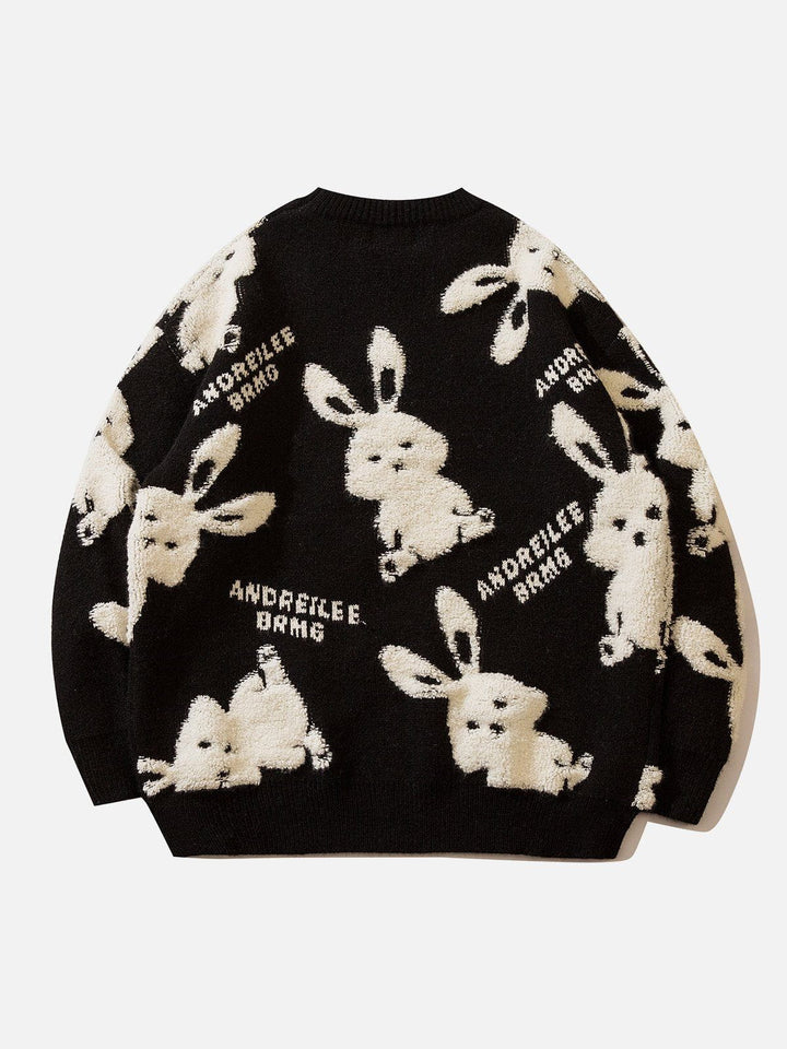 Flocked Rabbit Jacquard Sweater-rimiro.com