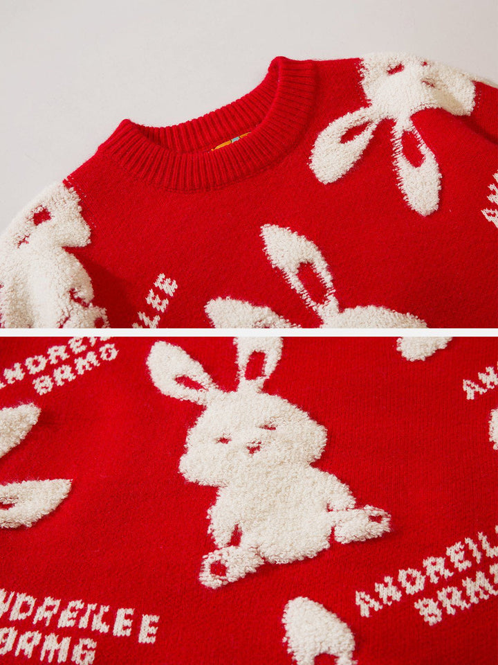 Flocked Rabbit Jacquard Sweater-rimiro.com