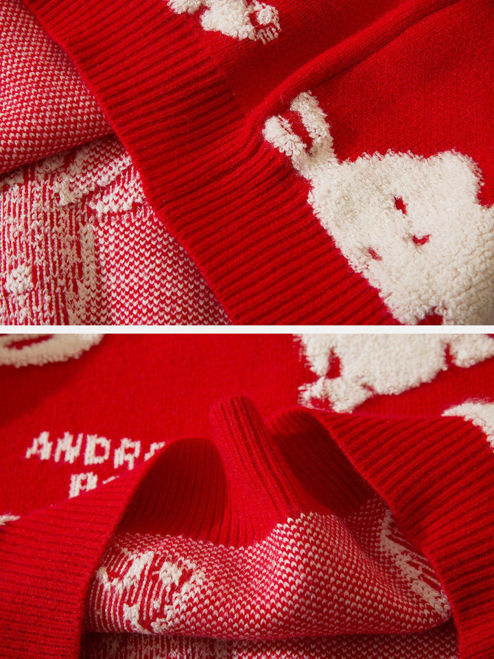Flocked Rabbit Jacquard Sweater-rimiro.com