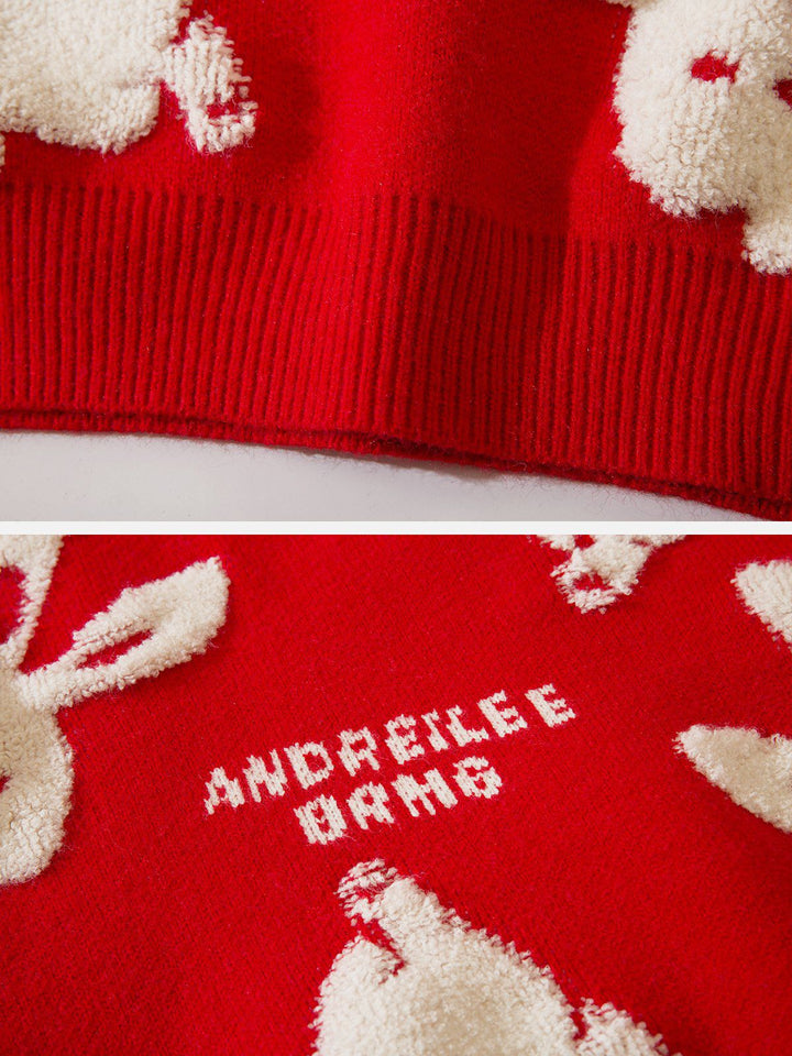 Flocked Rabbit Jacquard Sweater-rimiro.com
