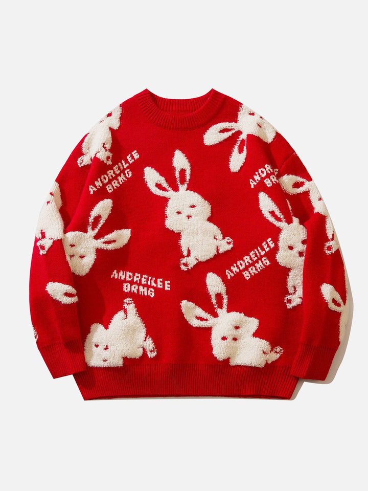 Flocked Rabbit Jacquard Sweater-rimiro.com