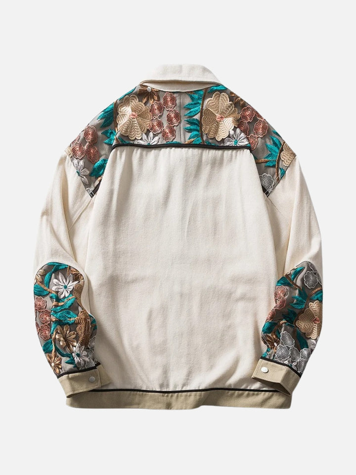 Flower Patchwork Denim Jacket-rimiro.com