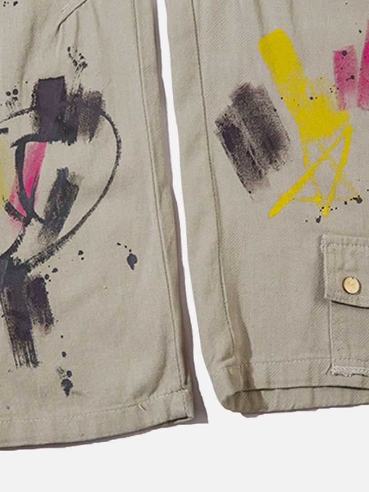 Graffiti Multi Pocket Cargo Pants-rimiro.com