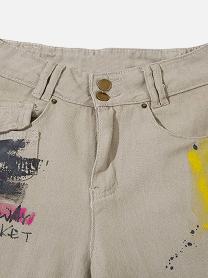 Graffiti Multi Pocket Cargo Pants-rimiro.com