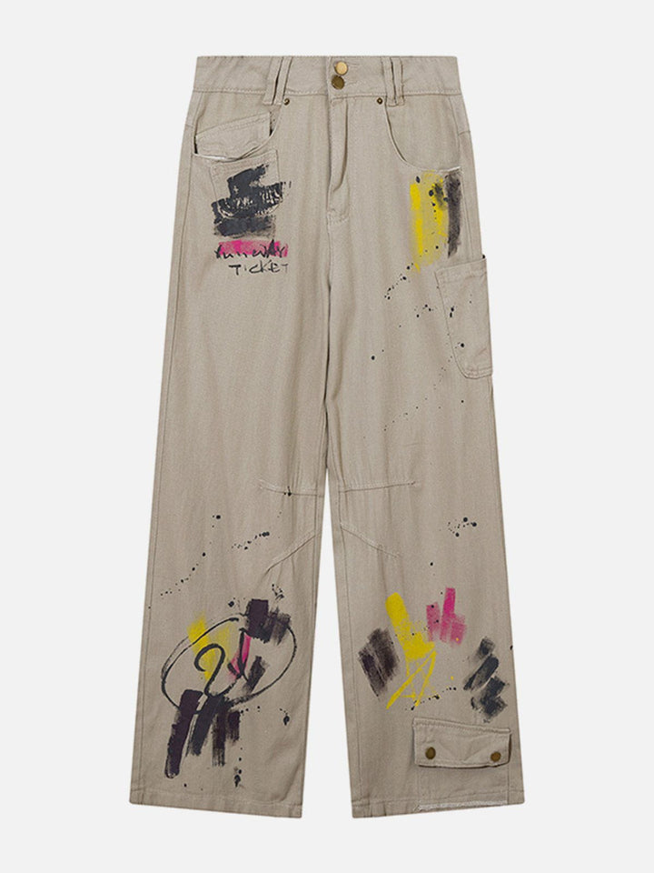 Graffiti Multi Pocket Cargo Pants-rimiro.com