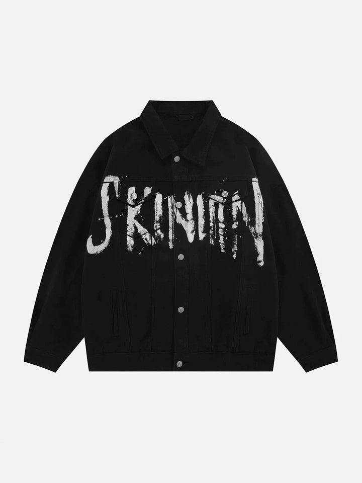 Hand-Drawn Doodle Denim Jacket-rimiro.com