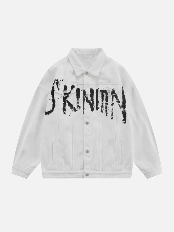 Hand-Drawn Doodle Denim Jacket-rimiro.com