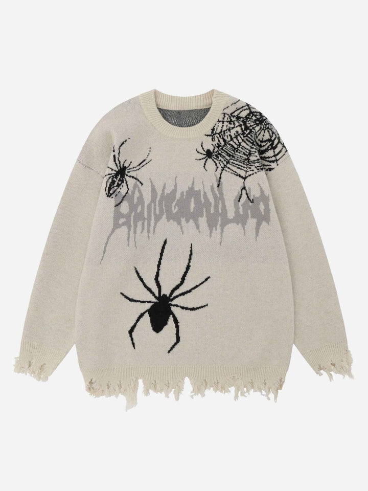 High Street Spider Web Jacquard Sweater-rimiro.com