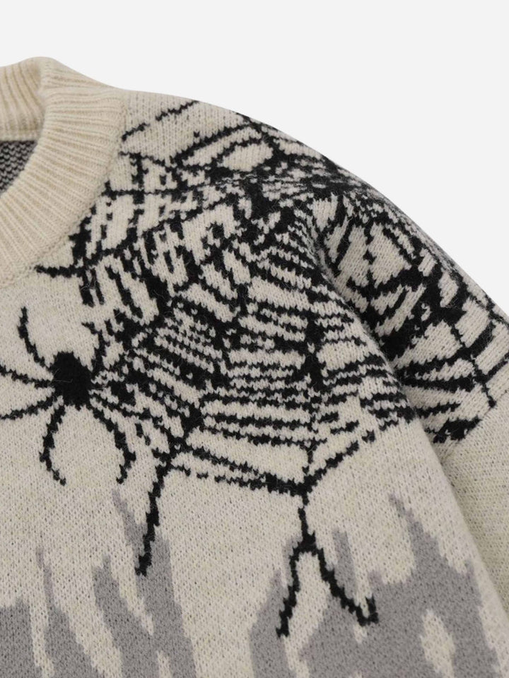 High Street Spider Web Jacquard Sweater-rimiro.com