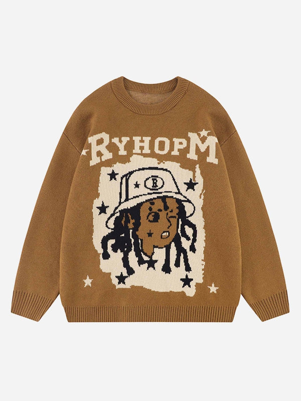 Hip-hop Creative Embroidered Knitwear-rimiro.com