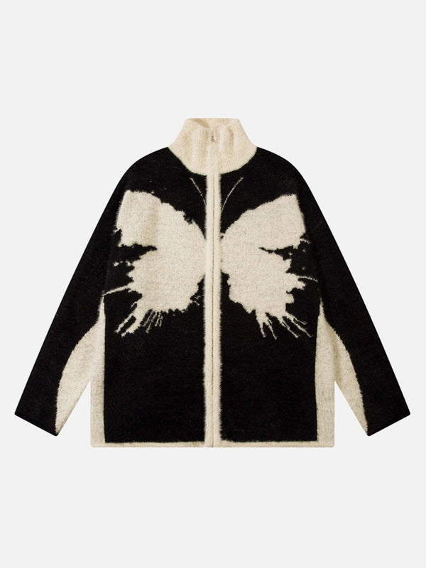 Hip-hop Patchwork Contrast Butterfly Sweater-rimiro.com