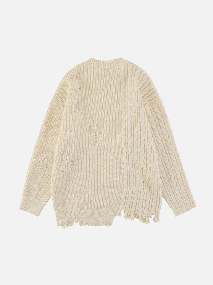 Irregular Patchwork Twist Sweater-rimiro.com