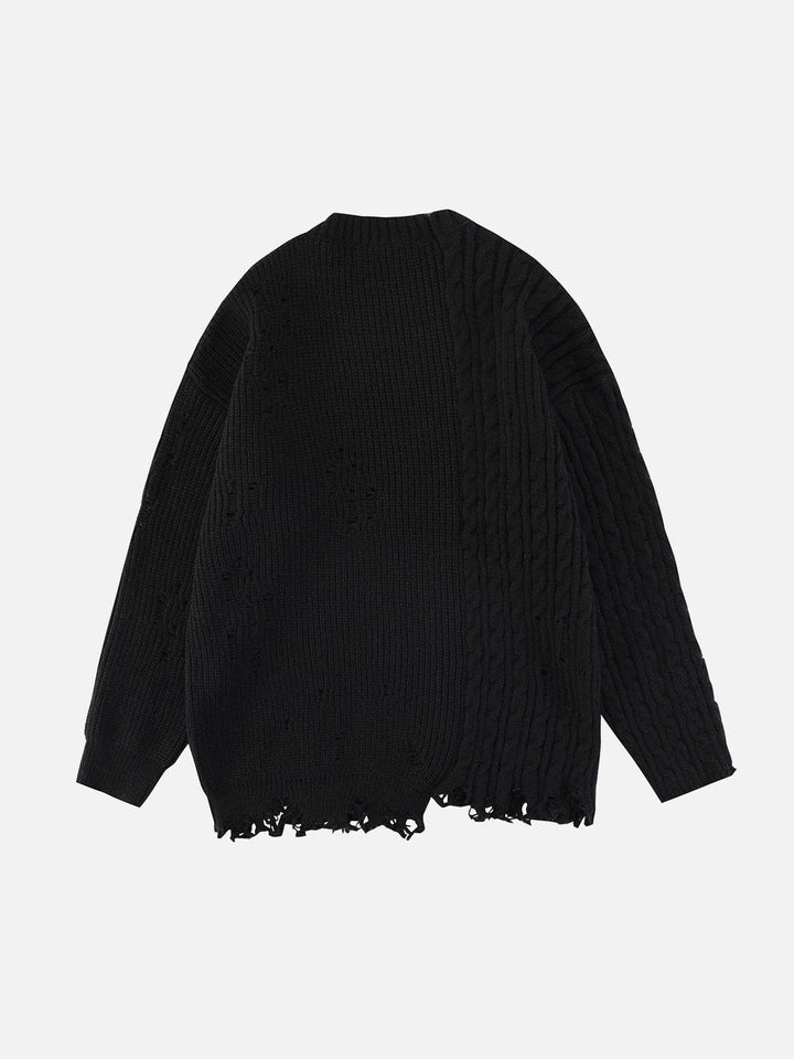 Irregular Patchwork Twist Sweater-rimiro.com