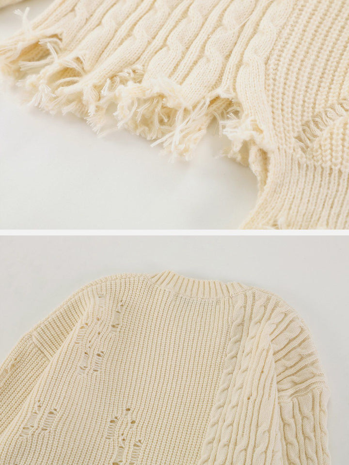 Irregular Patchwork Twist Sweater-rimiro.com