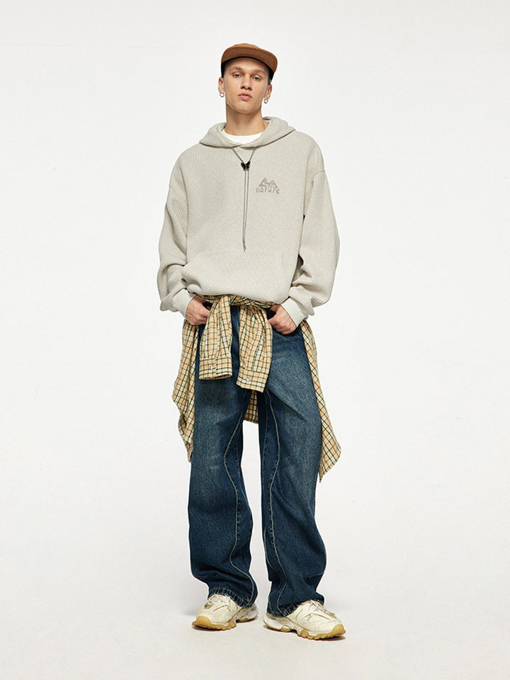 Knit Solid Hoodie-rimiro.com