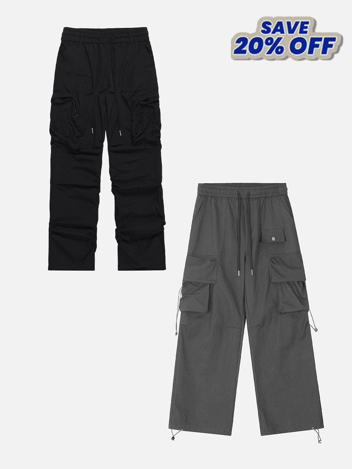 Large Pocket Wrinkle Cargo Pants-rimiro.com