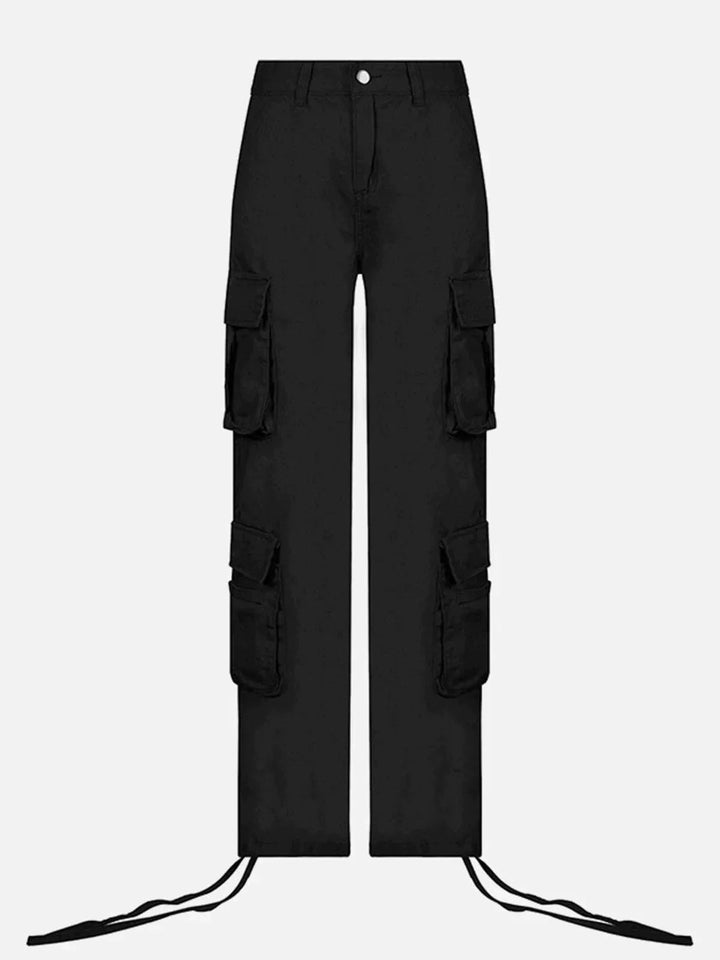 Long Ribbon Low Waist Cargo Pants-rimiro.com