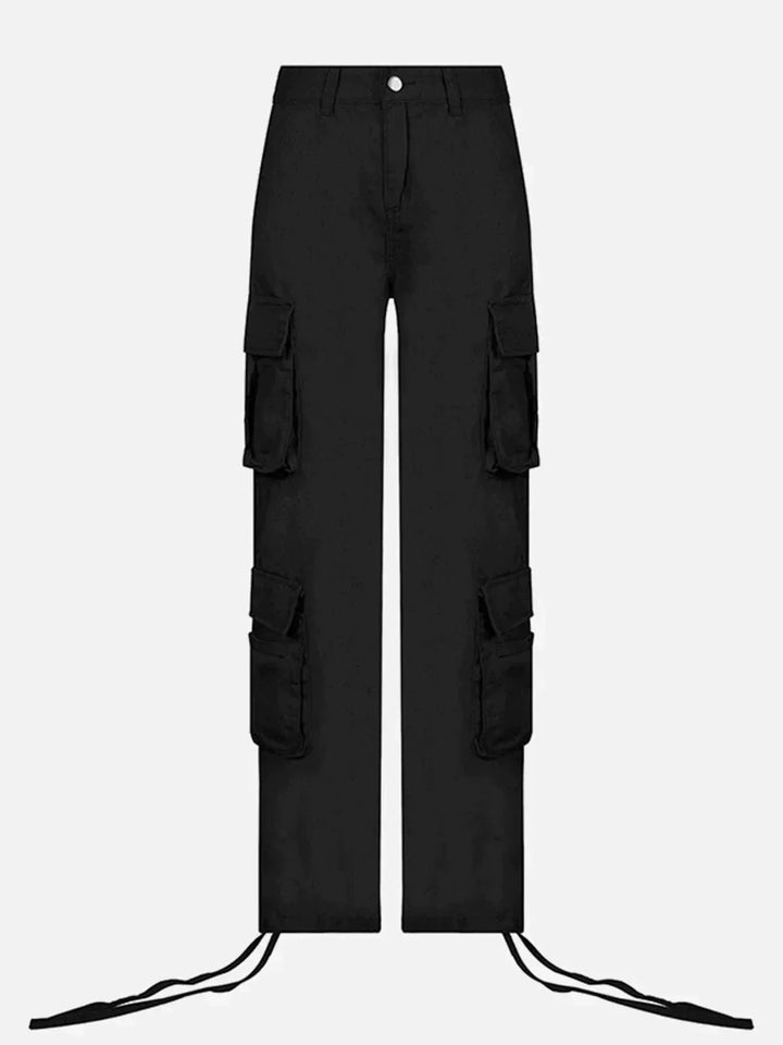 Long Ribbon Low Waist Cargo Pants-rimiro.com