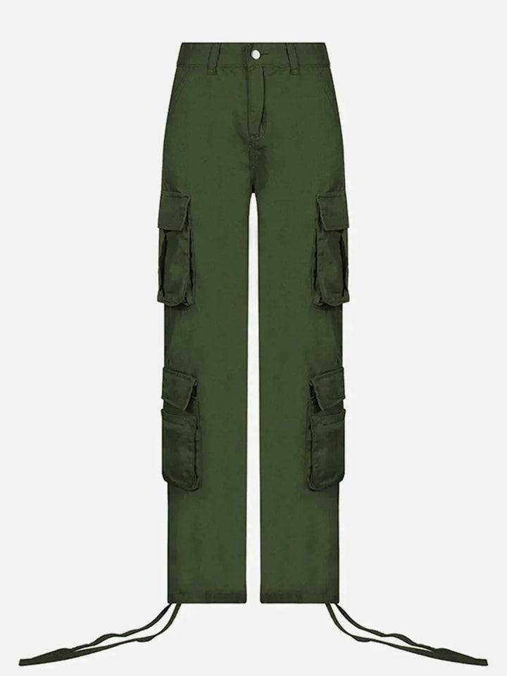 Long Ribbon Low Waist Cargo Pants-rimiro.com