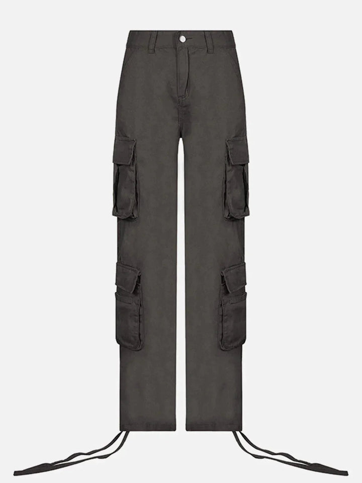 Long Ribbon Low Waist Cargo Pants-rimiro.com