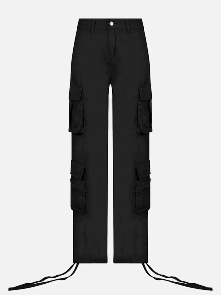 Long Ribbon Low Waist Cargo Pants-rimiro.com