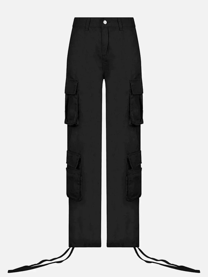 Long Ribbon Low Waist Cargo Pants-rimiro.com