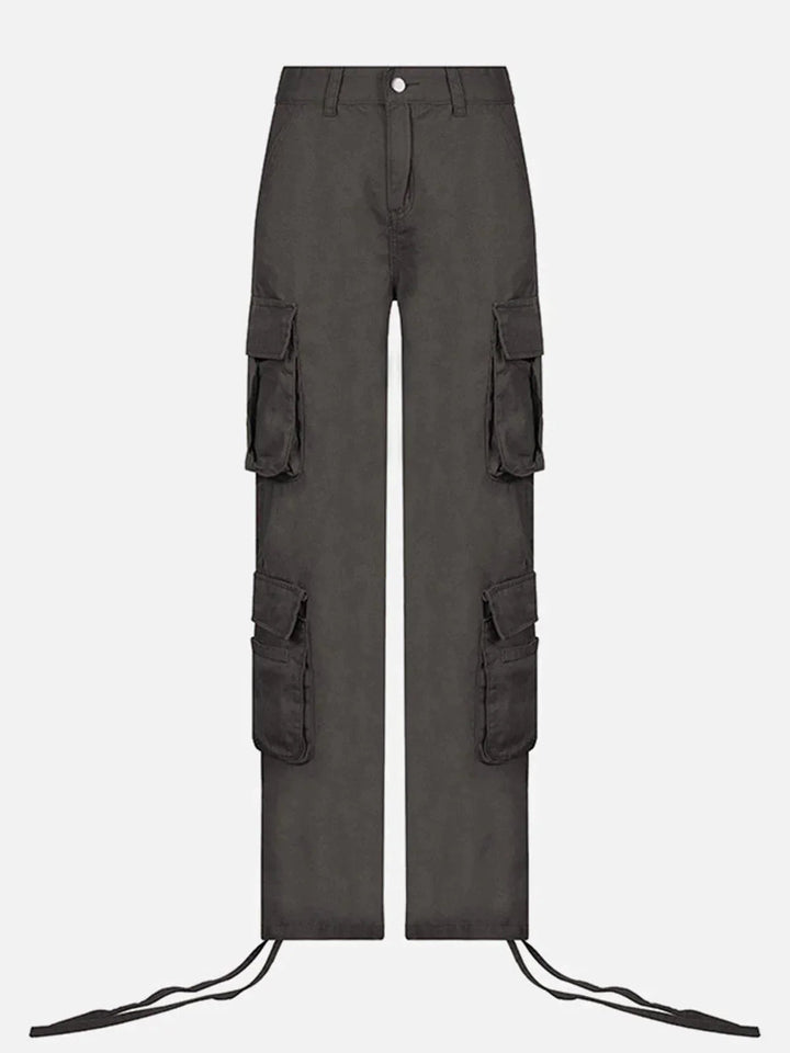 Long Ribbon Low Waist Cargo Pants-rimiro.com