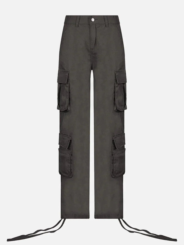 Long Ribbon Low Waist Cargo Pants-rimiro.com