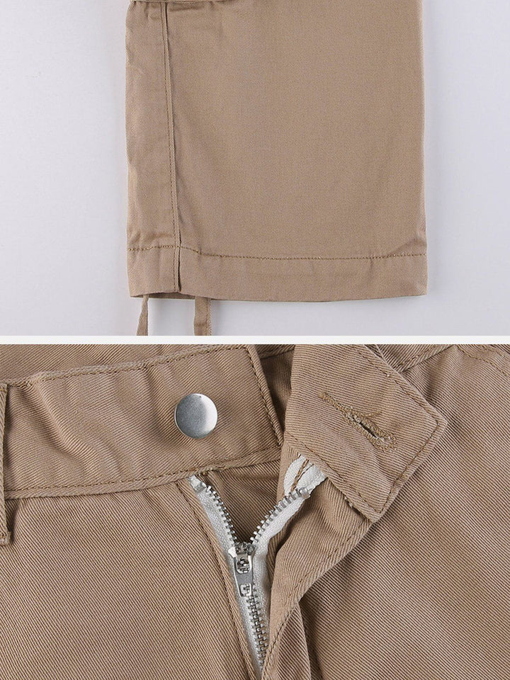 Long Ribbon Low Waist Cargo Pants-rimiro.com