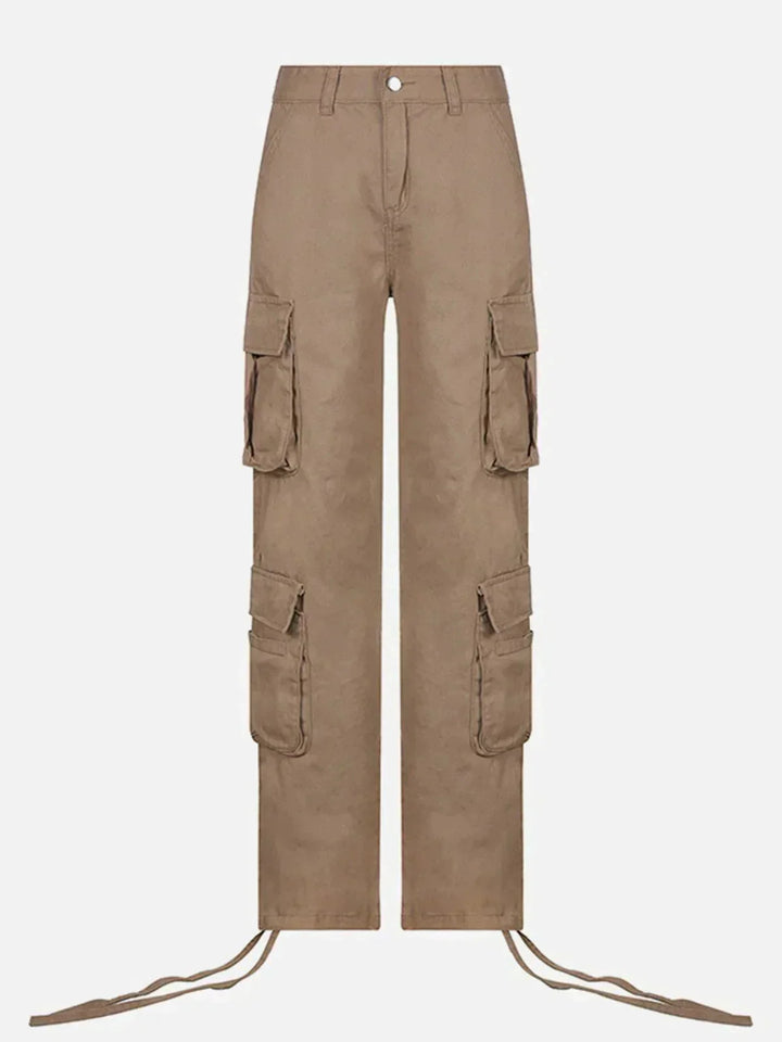 Long Ribbon Low Waist Cargo Pants-rimiro.com