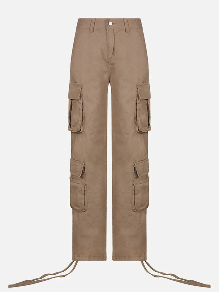 Long Ribbon Low Waist Cargo Pants-rimiro.com