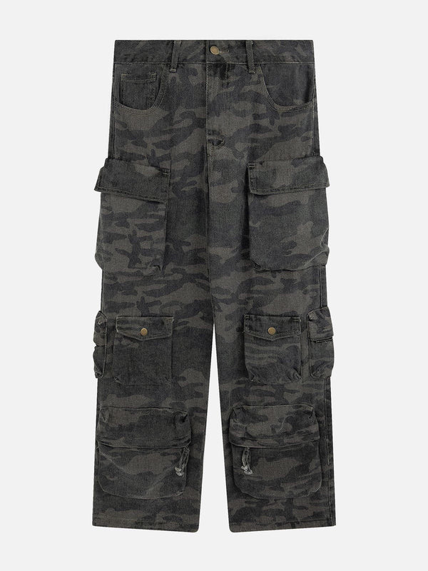 Multi-Pocket Camouflage Cargo Pants-rimiro.com