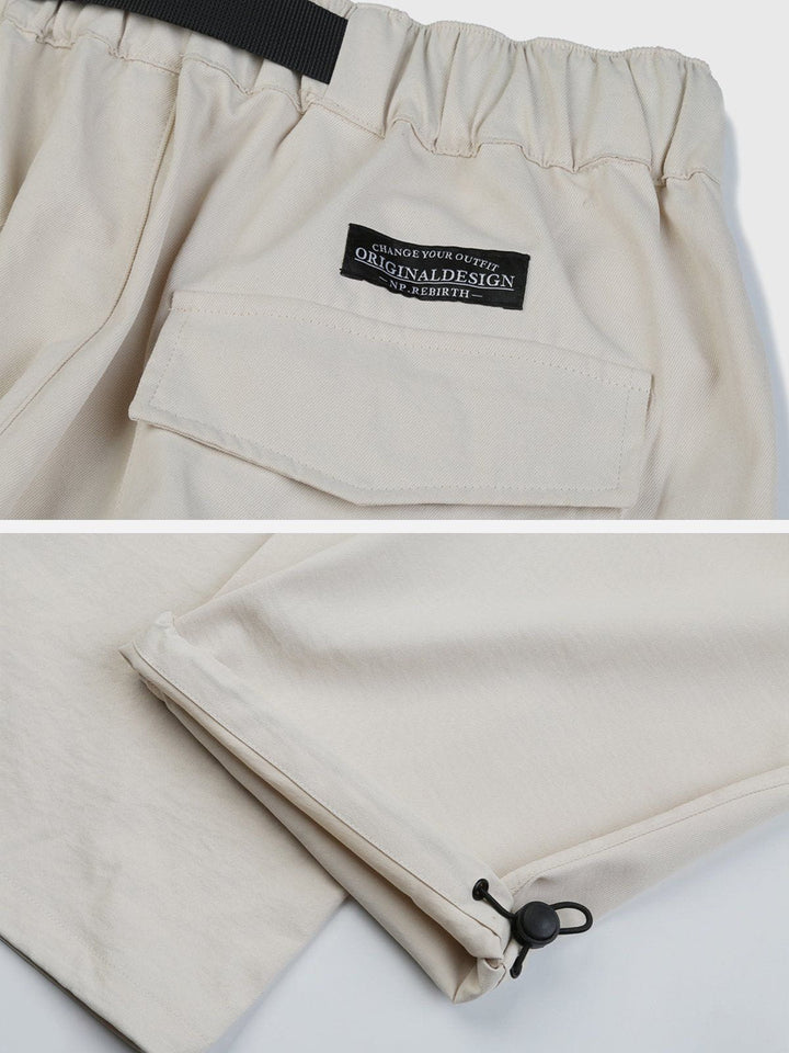 Multi-pocket Webbing Cargo Pants-rimiro.com