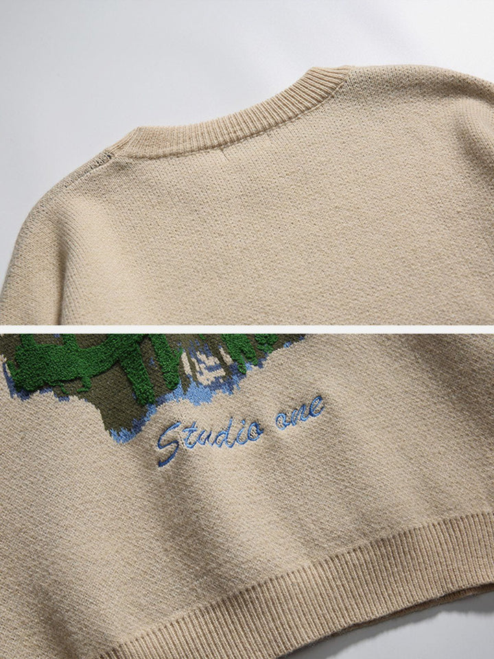 Oil Painting Mountain Sweater-rimiro.com