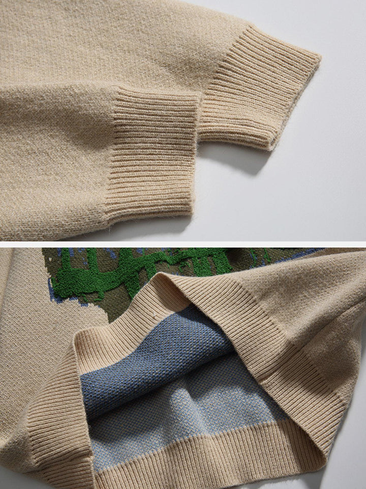 Oil Painting Mountain Sweater-rimiro.com
