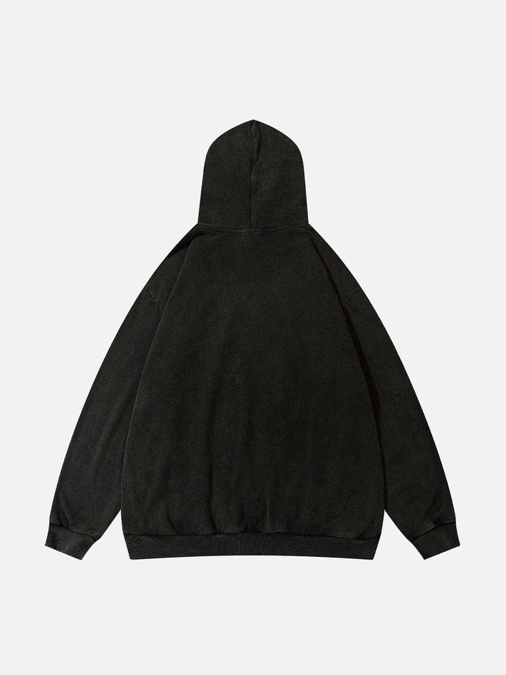 Patchwork Print Tooth Washed Hoodie-rimiro.com
