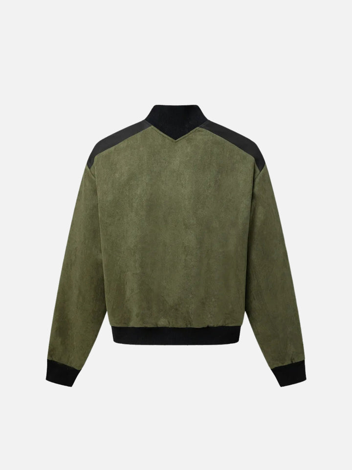 Patchwork Stand Collar Sweatshirt-rimiro.com