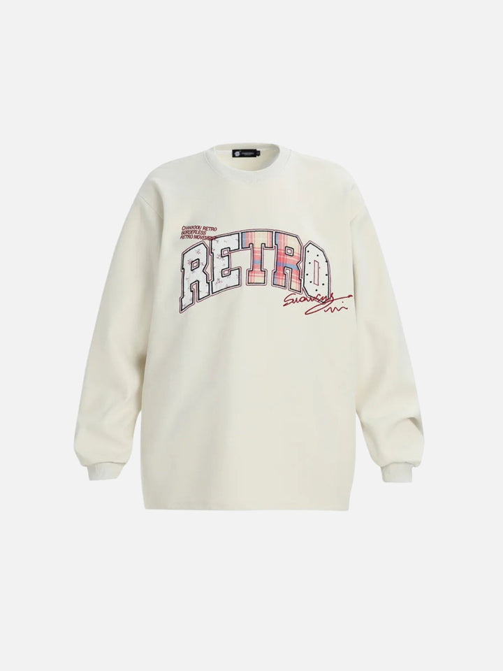 Retro Letter Embroidery Sweatshirt-rimiro.com