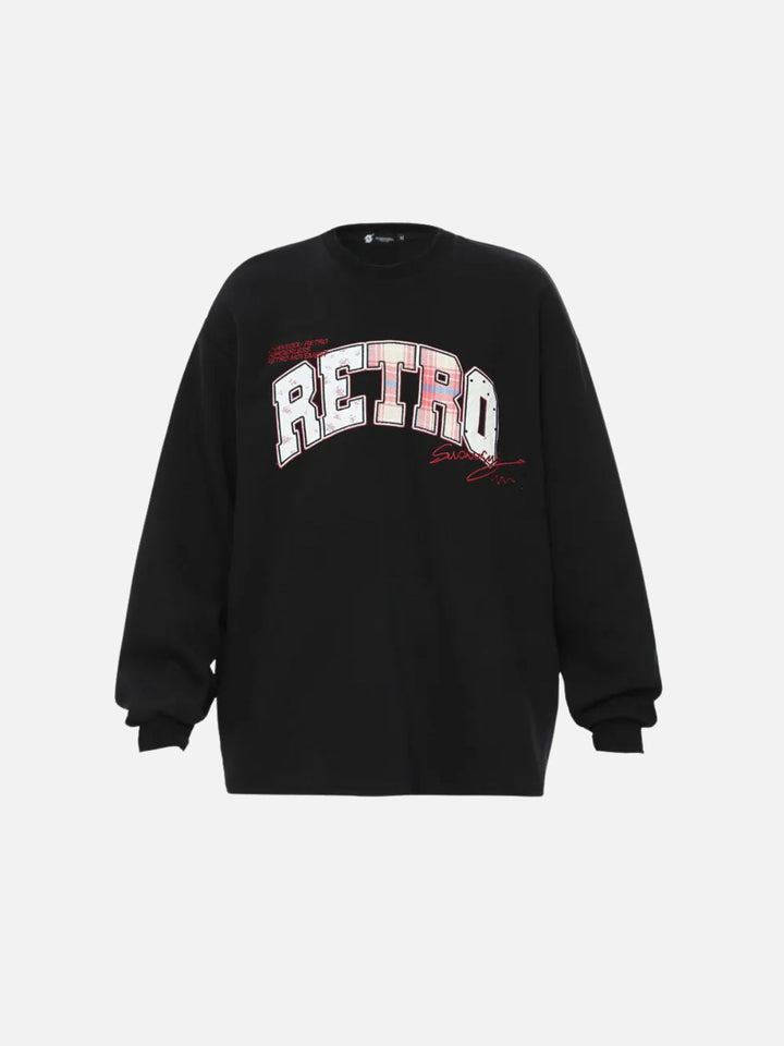 Retro Letter Embroidery Sweatshirt-rimiro.com