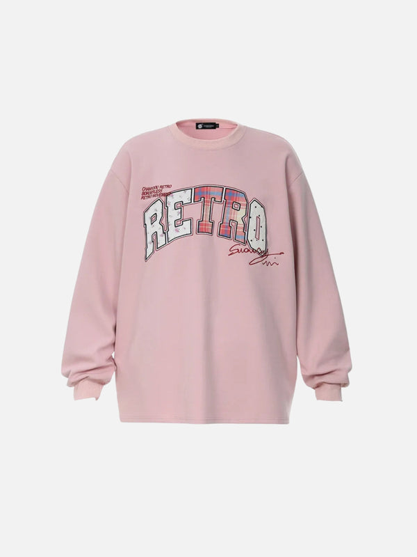 Retro Letter Embroidery Sweatshirt-rimiro.com