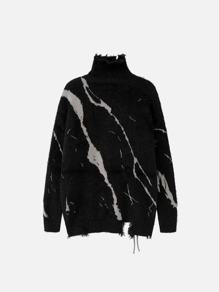 Rip Damage Design Turtleneck Knitwear Sweater-rimiro.com