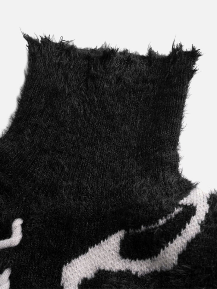 Rip Damage Design Turtleneck Knitwear Sweater-rimiro.com