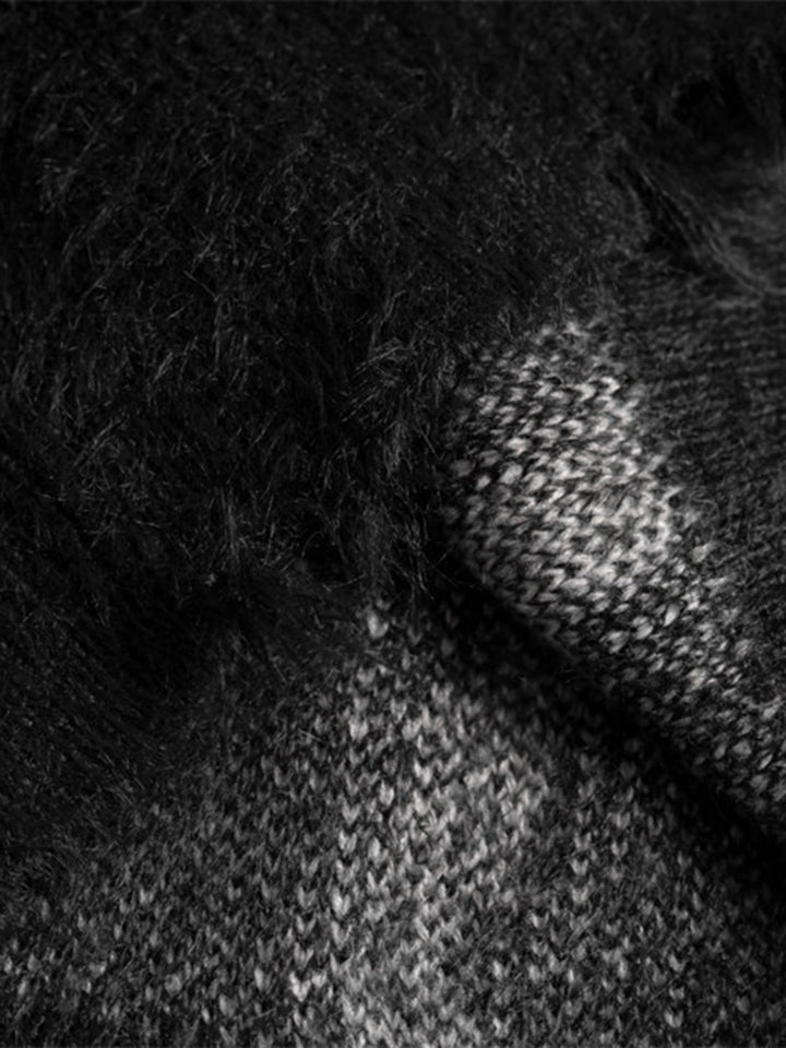 Rip Damage Design Turtleneck Knitwear Sweater-rimiro.com