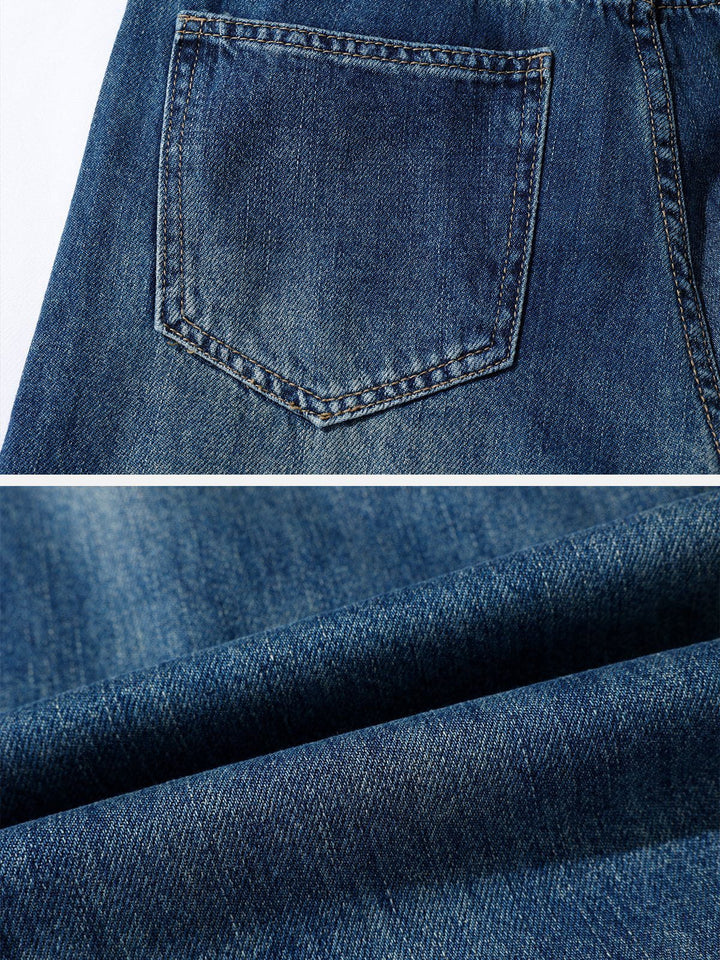 Side Raw Edges High Rise Straight Jeans-rimiro.com