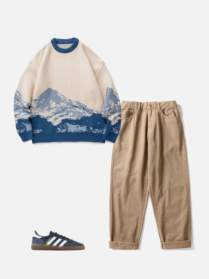 Snow Mountain Gradient Knit Sweater-rimiro.com