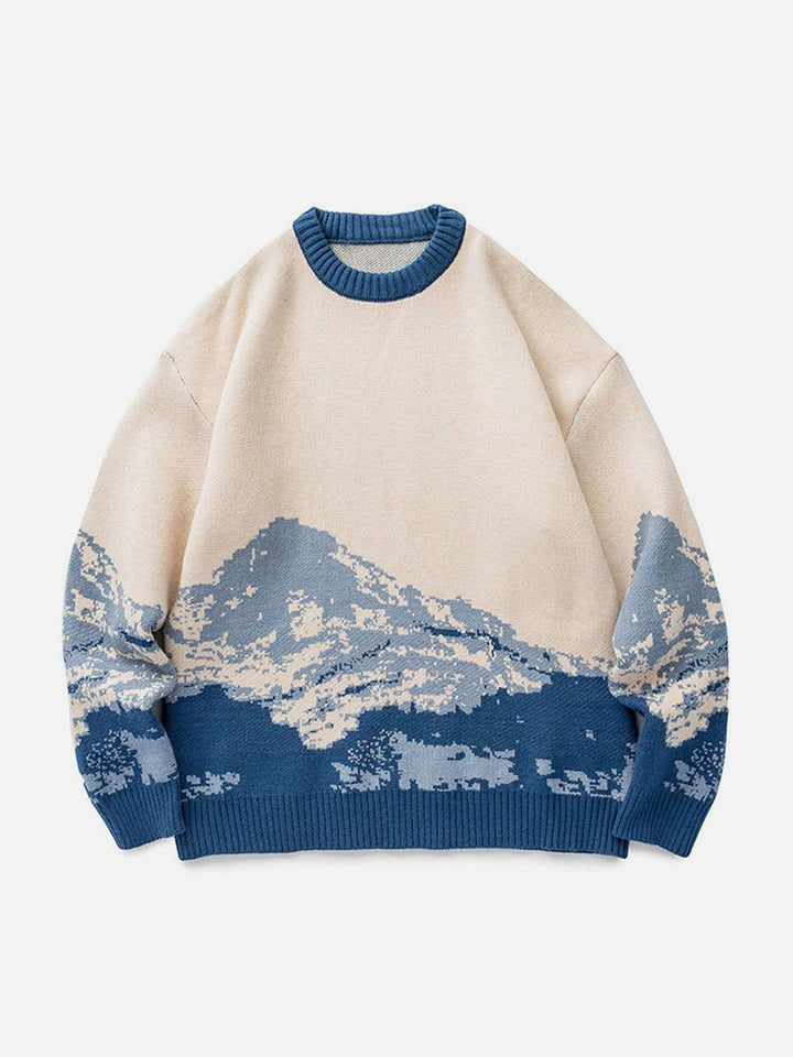 Snow Mountain Gradient Knit Sweater-rimiro.com