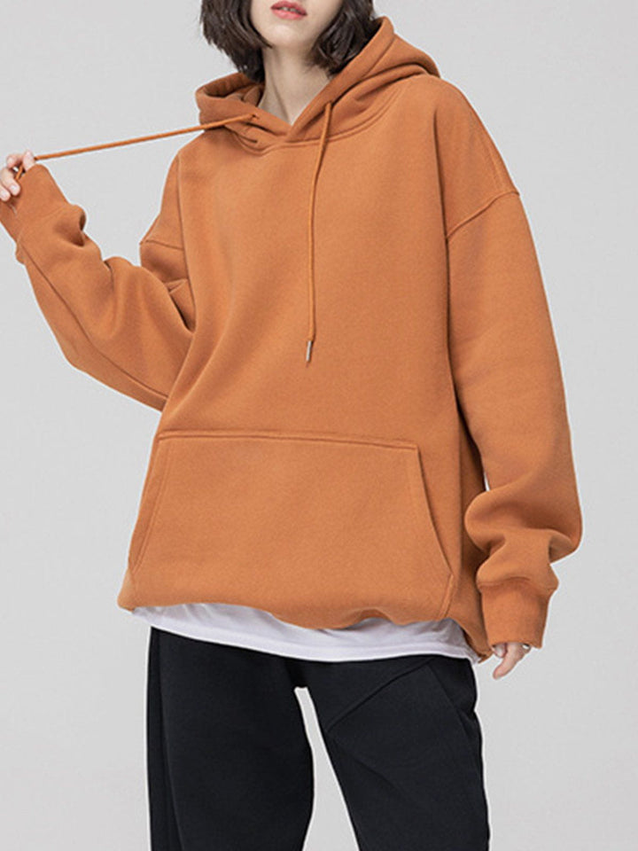 Solid Color Drawstring Hoodie-rimiro.com