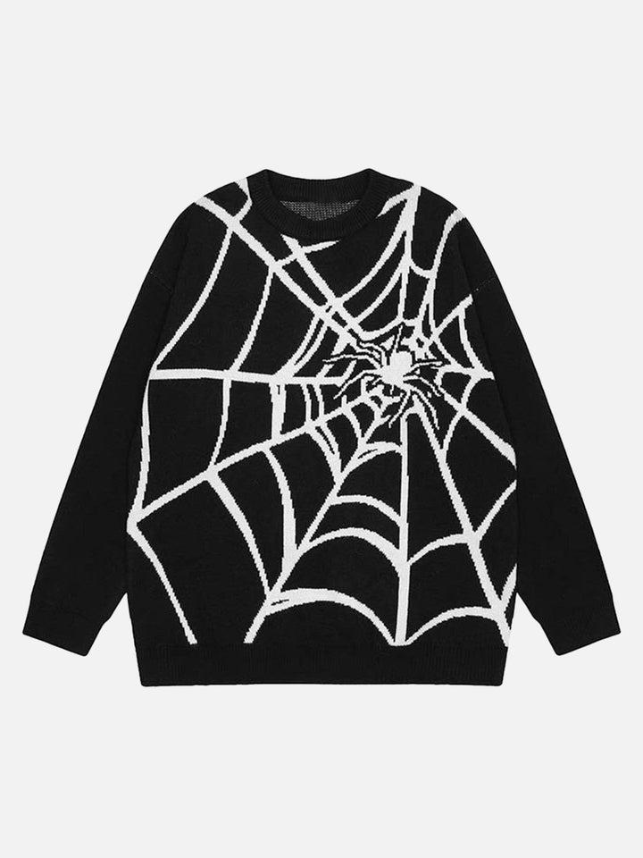 Spider Web Crewneck Sweater-rimiro.com