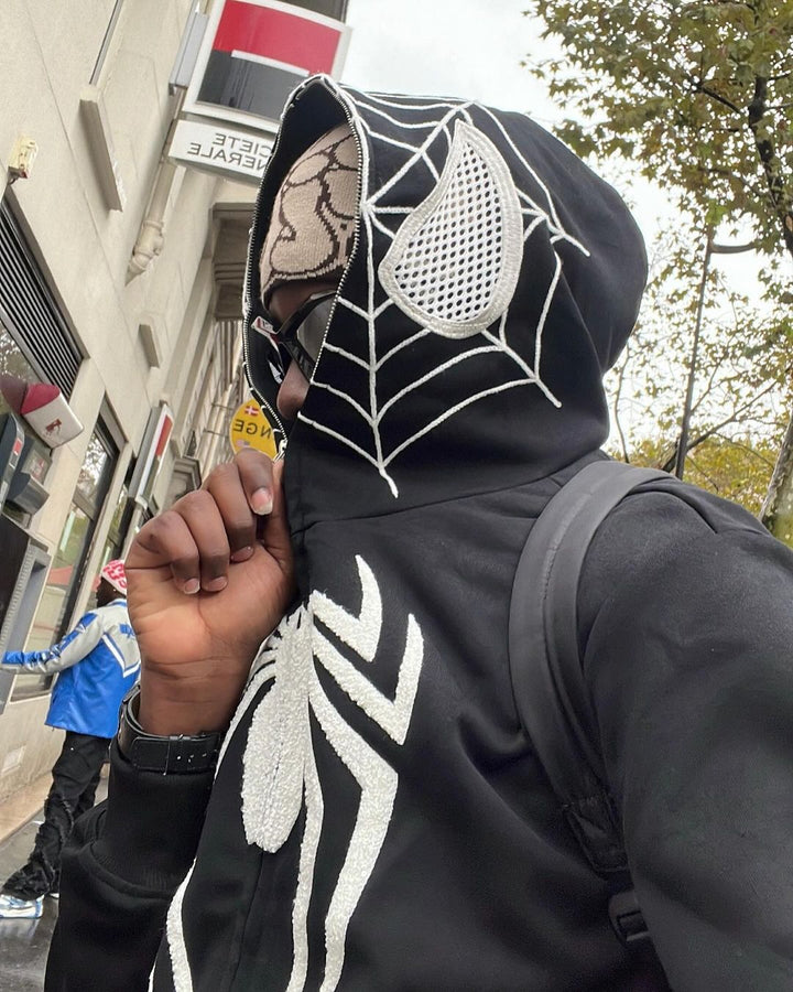 Spider Web Embroidery Eye Viewable Hoodie-rimiro.com